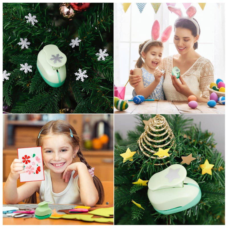 UCEC Paper Punches for Crafting, Hole Punch for Kids, 1 Inch Craft Hole Punch Shapes, 6PCS Star Heart Flower Punch Kids Hole Puncher Shape Cutters for Crafts for School Crafting & DIY Projects - Image 2